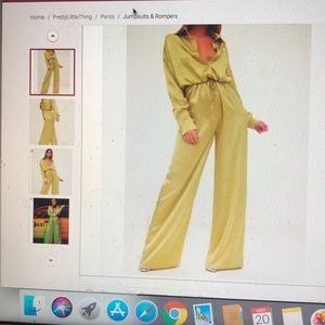 Lime extreme oversized satin wide leg jumpsuit
